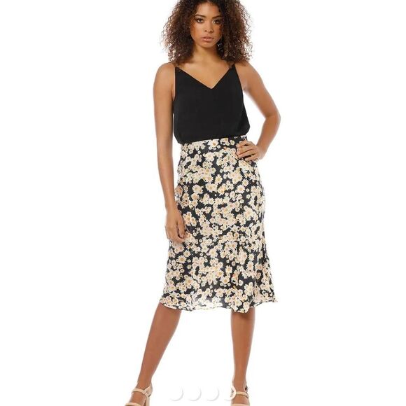 Realisation Women's Black and Yellow Daisy Silk Skirt - Picture 7 of 7